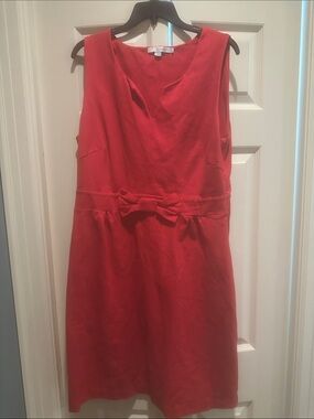 Boden Red Sleeveless Bow-Accent Midi Dress